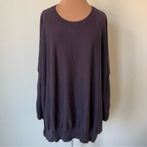 PLANET by Lauren G Pima Cotton Oversized Crewneck Knit Purple Sweater EUC OS